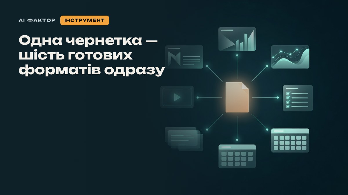 Одна чернетка — шість готових форматів одразу