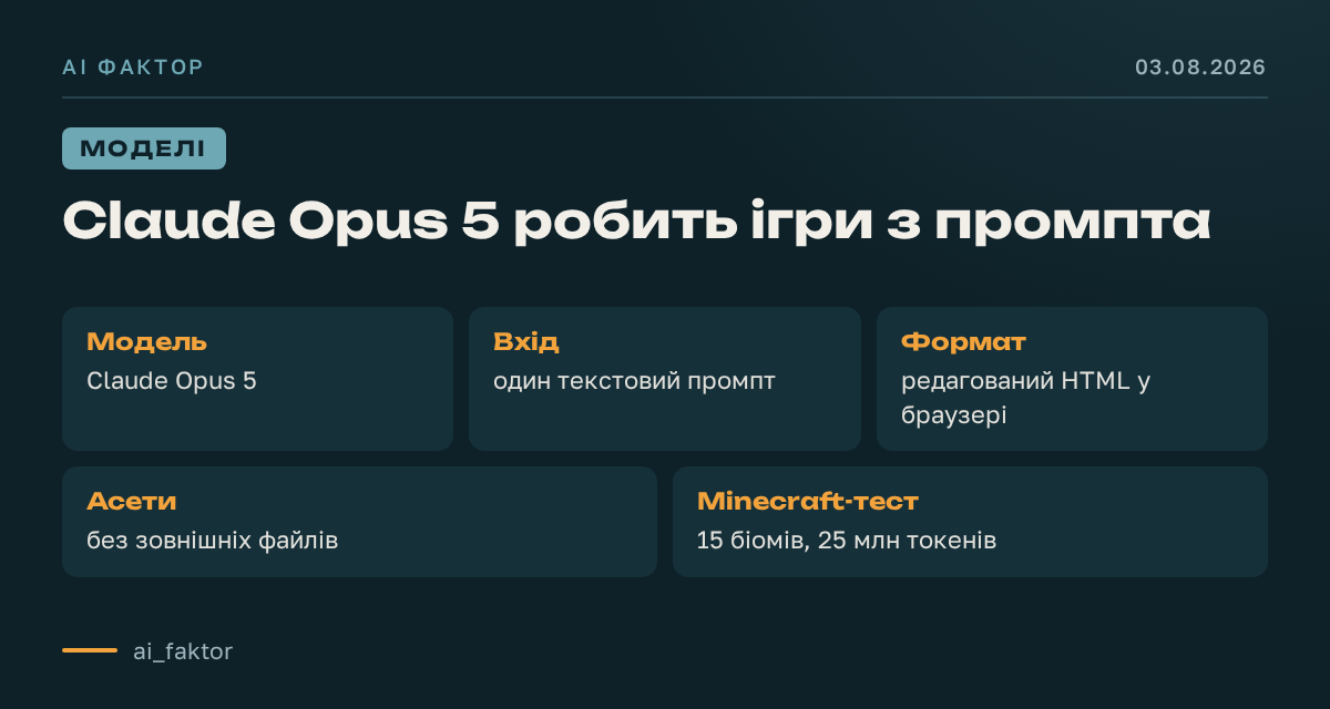 Claude Opus 5 робить ігри з промпта