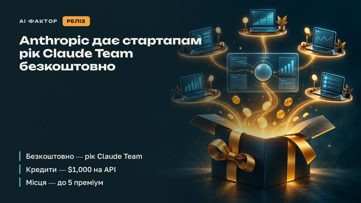 Anthropic дає стартапам рік Claude Team безкоштовно