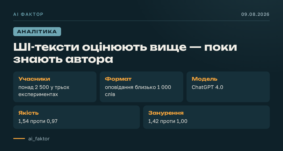 ШІ-тексти оцінюють вище — поки знають автора
