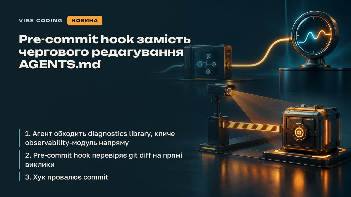Pre-commit hook замість чергового редагування AGENTS.md