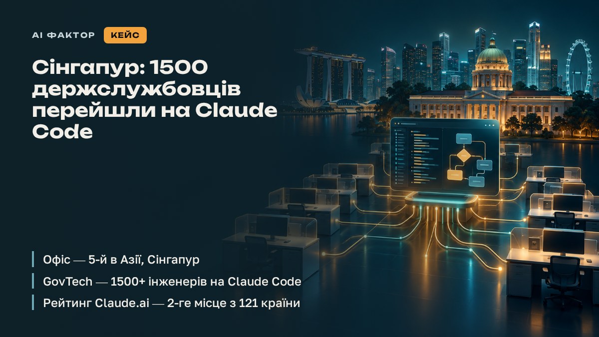 Сінгапур: 1500 держслужбовців перейшли на Claude Code