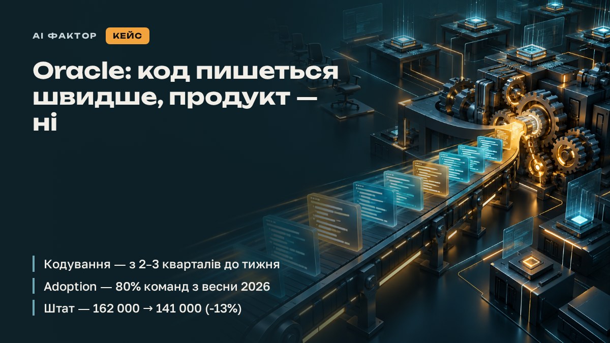 Oracle: код пишеться швидше, продукт — ні