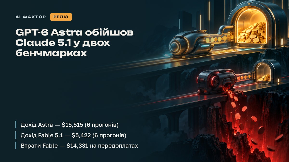 GPT-6 Astra обійшов Claude 5.1 у двох бенчмарках