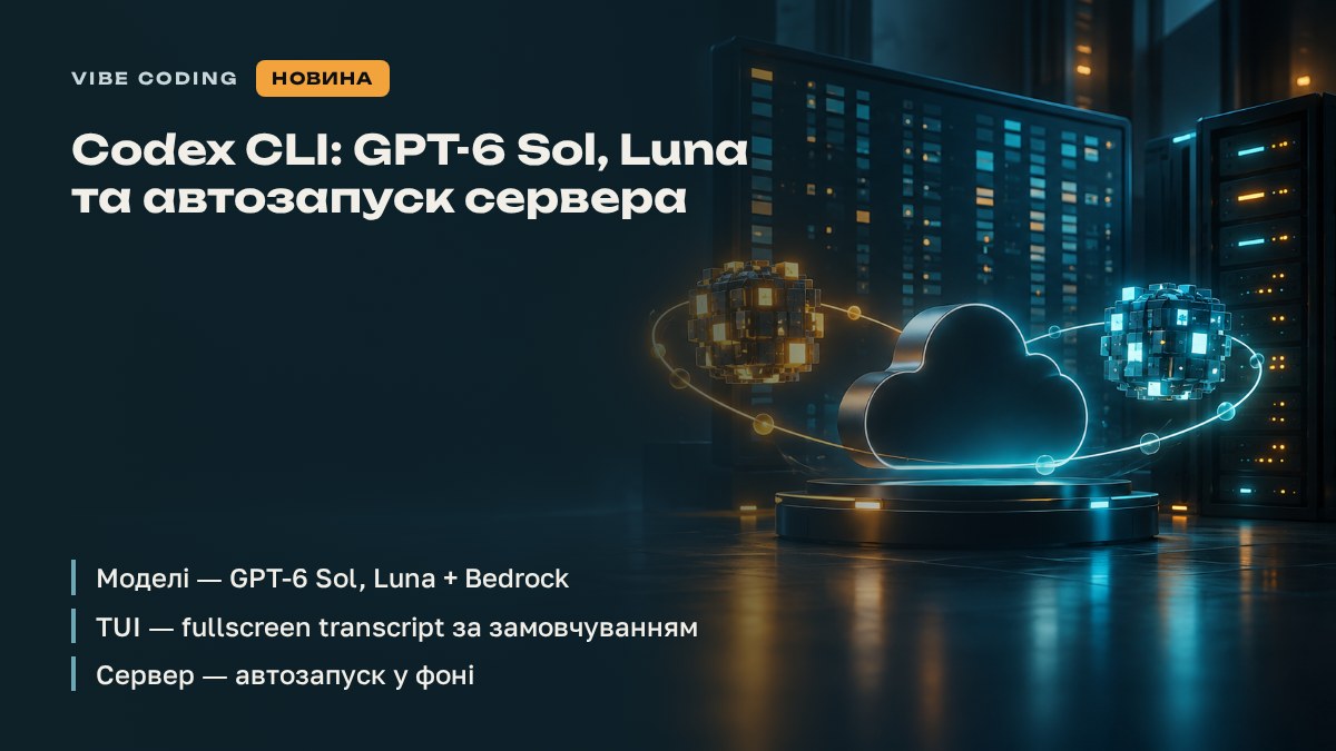 Codex CLI отримав GPT-6 Sol і Luna та автозапуск фонового сервера