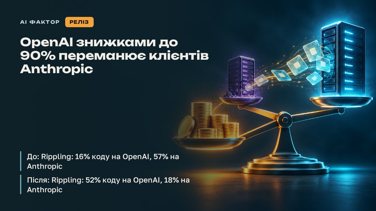 OpenAI знижками до 90% переманює клієнтів Anthropic