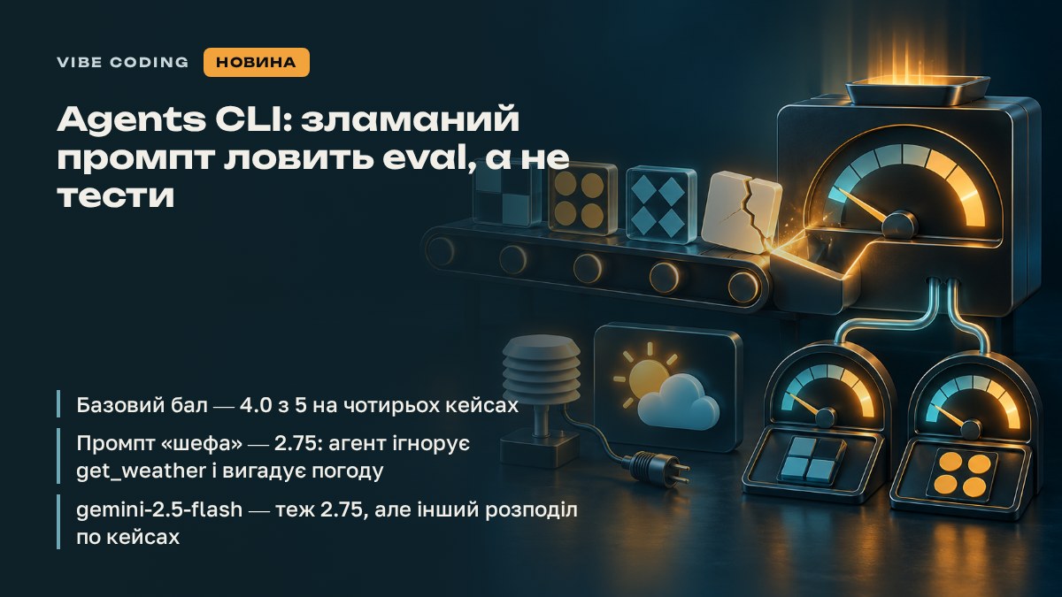 Agents CLI: зламаний промпт ловить eval, а не тести