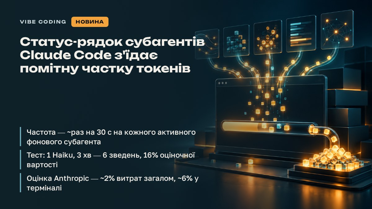 Статус-рядок субагентів Claude Code з'їдає помітну частку токенів