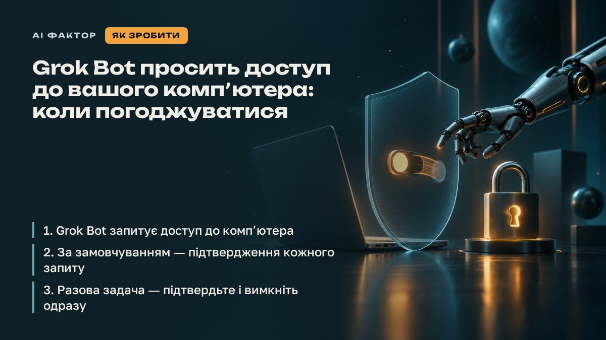 Grok Bot просить доступ до вашого компʼютера: коли погоджуватися
